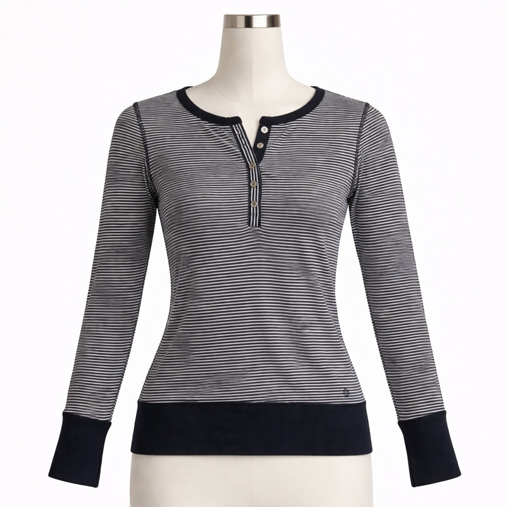 Y2K Striped Henley Top with Embroidered Flower – Bella Swan Vibes